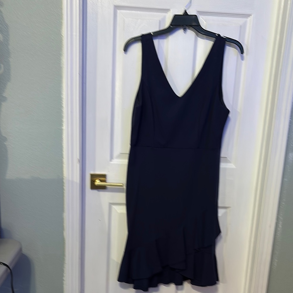 Soprano Blue Sleeveless Ruffled Cocktail Dress